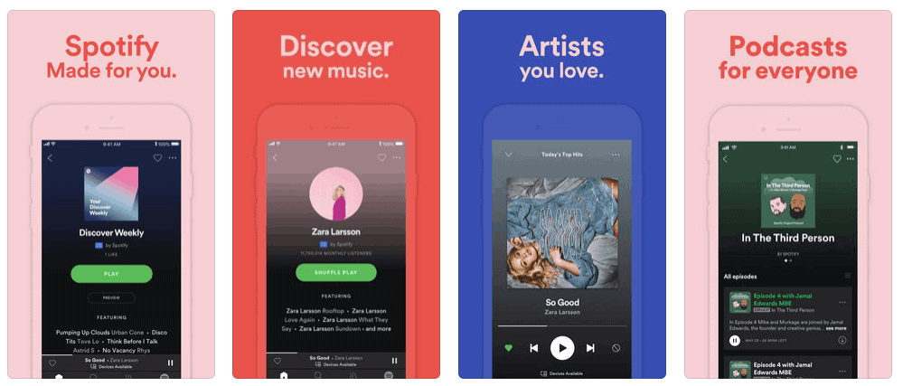 Spotify Mobile Music Streaming App Screenshots