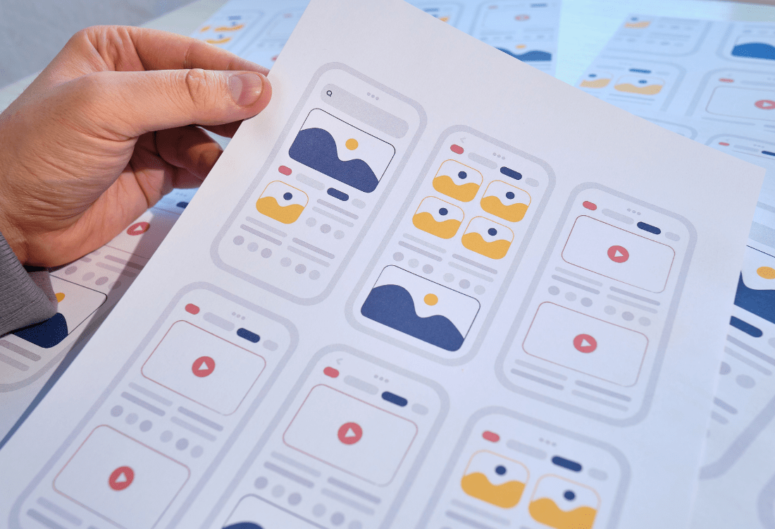 A series of drawings of different app designs to show how a good design can transform the customers experience.